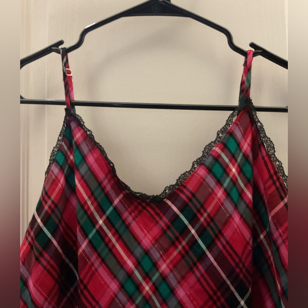 Victoria's Secret Plaid Pajama Nightgown/Slip Dress with a hint of shimmer - Picture 3 of 7